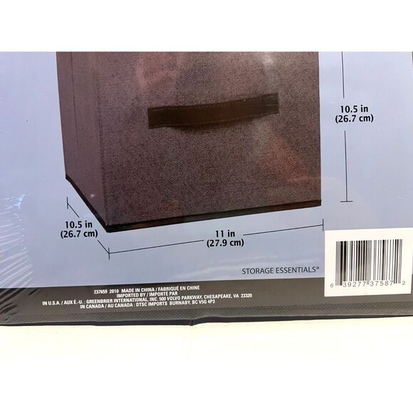 2 Essentials Collapsible-Storage Containers 10.5" x 11" x 10.5" Bins Pull Handle - Picture 5 of 5
